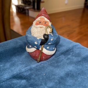 Vnt Americana Santa Red White & Blue Stars Roly Poly Patriotic Cane Mark JS16 4”